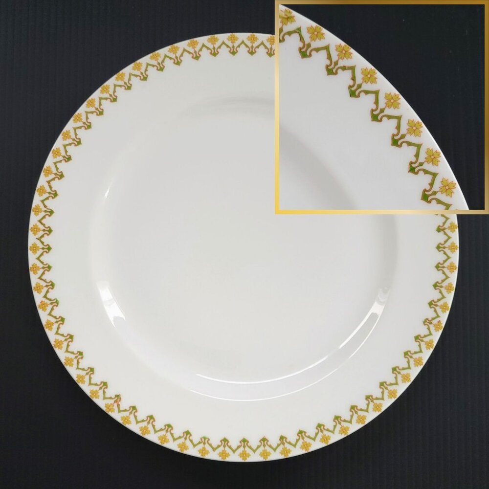 Vintage Haviland Lunch Salad Plate Green & Yellow Floral, Limoges Schleiger 570d